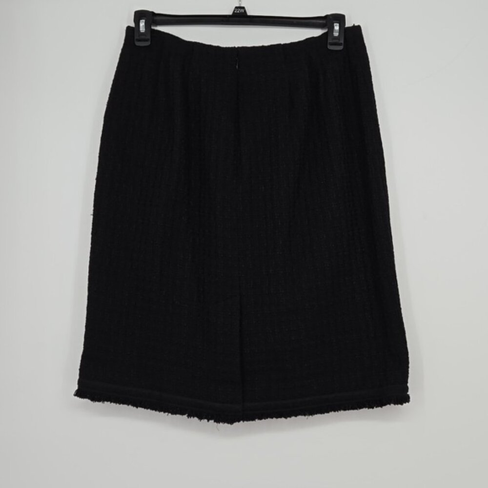 Talbots Tweed Elegant Black Women's Skirt Slit In Back Plus Size Curvy Size 16 - Picture 5 of 12